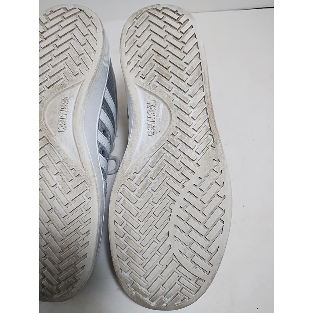 K-Swiss Sneakers Women's 6.5 Gray Canvas Tennis Shoes White Stripes Kswiss - Picture 8 of 13